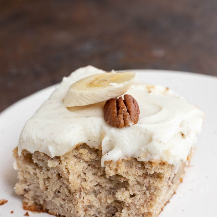 piece of banana cake with chunking missing