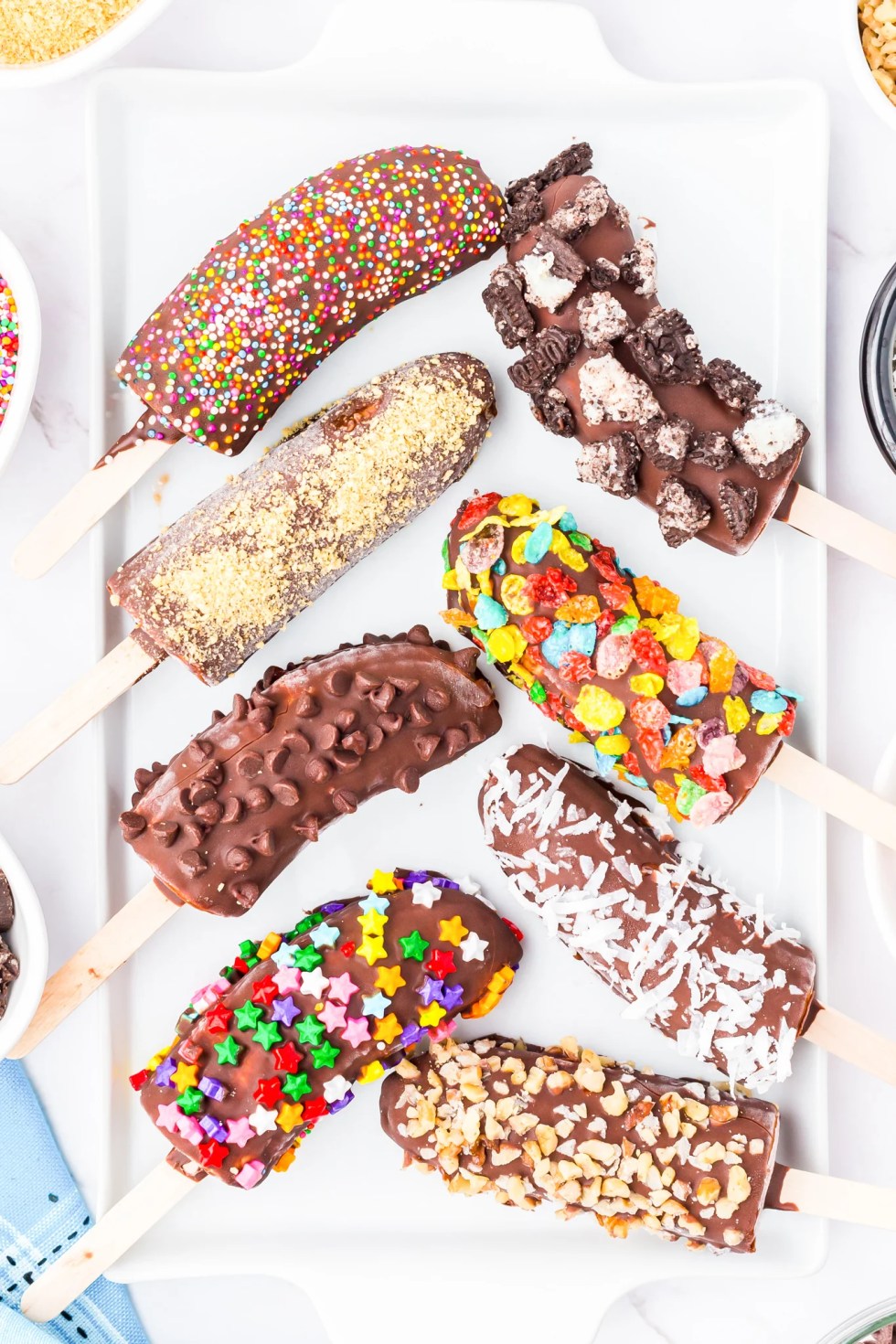 banana pops on white tray